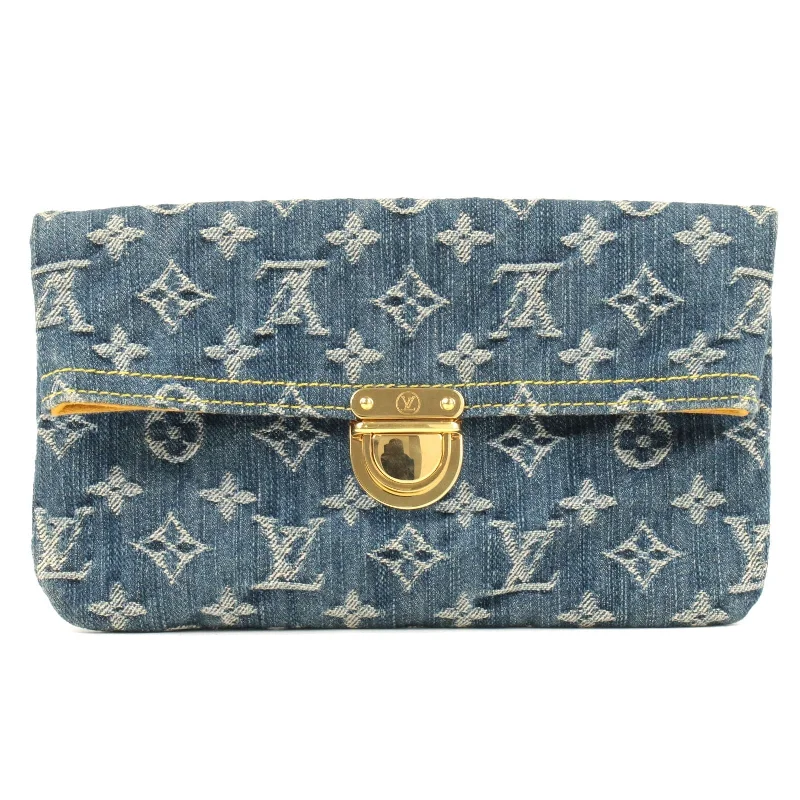 Louis Vuitton Monogram Denim Pochette Plat Clutch Bag M95007