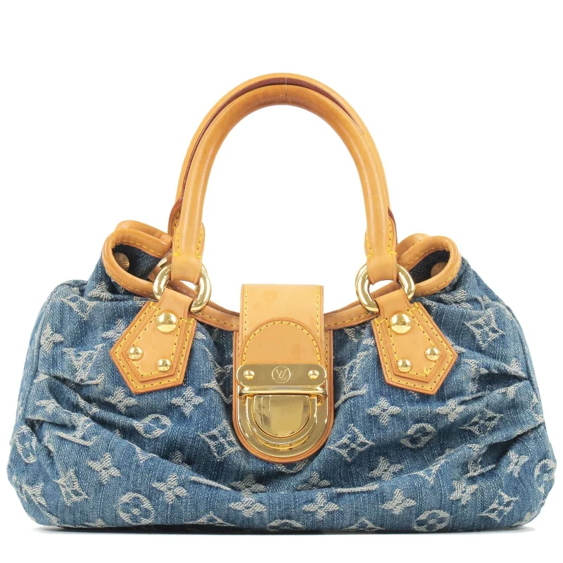 Louis Vuitton Monogram Denim Pleaty Hand Bag Blue M95020