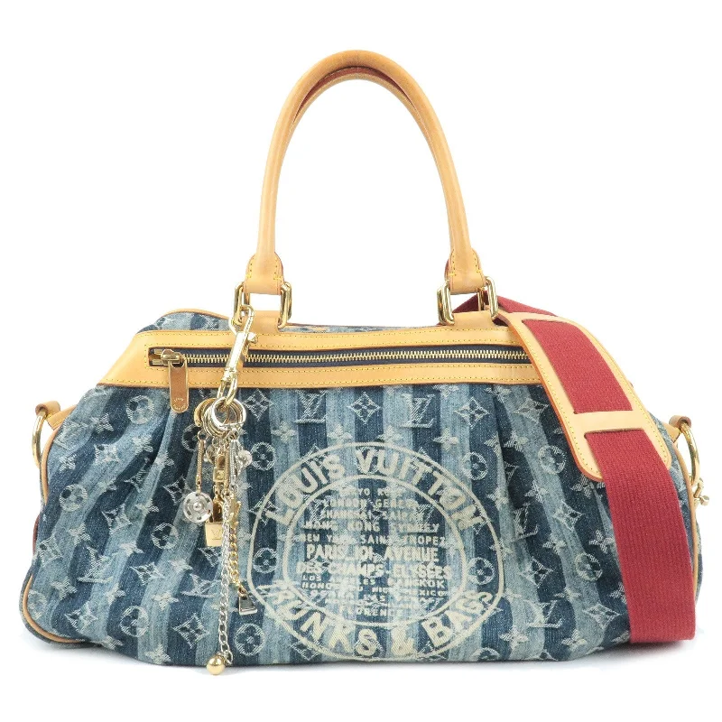 Louis Vuitton Monogram Denim Cabas Raye GM 2Way Bag M95336 Blue