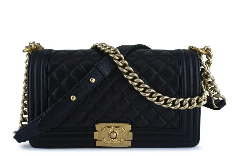 Chanel Black Boy Classic Flap, Medium Lambskin Bag GHW