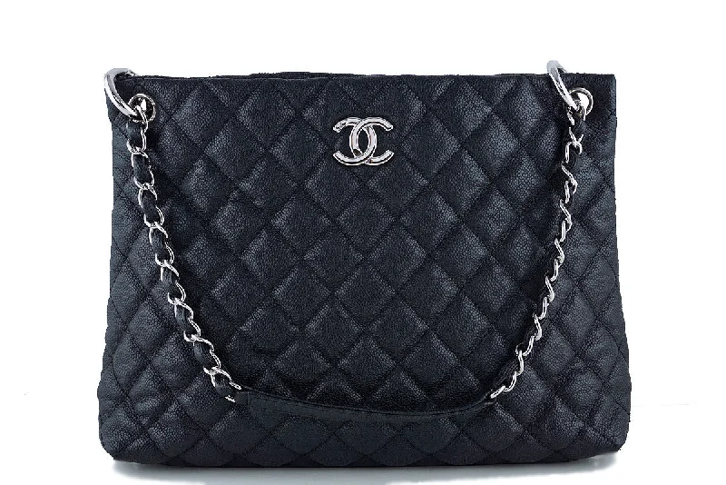 Chanel Black Caviar Classic Quilted Shopper Tote Bag