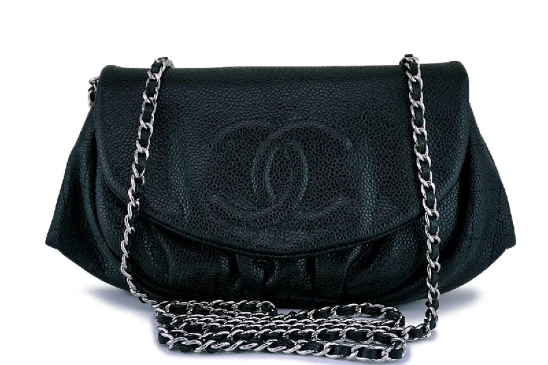 Chanel Black Caviar Half Moon WOC Wallet Chain Bag SHW