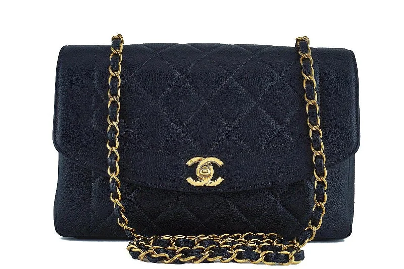 Chanel Black Caviar Vintage Quilted Classic Pocket "Diana" Flap Bag