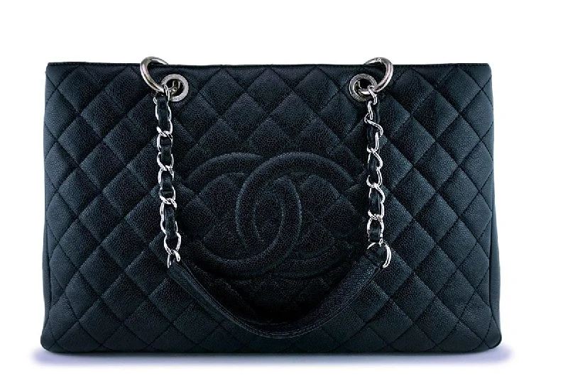 Chanel Black Caviar XL Large Classic Grand Shopper Tote GST Bag SHW