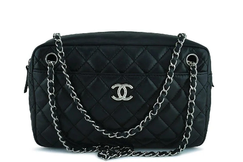 Chanel Black Classic Quilted Camera Case SHW Bag