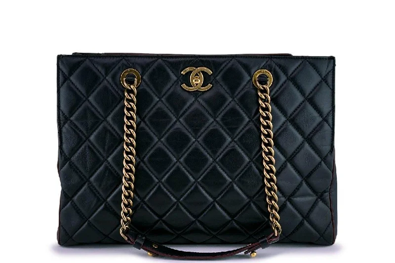 Chanel Black Classic Quilted Perfect Edge Shopper Tote Bag