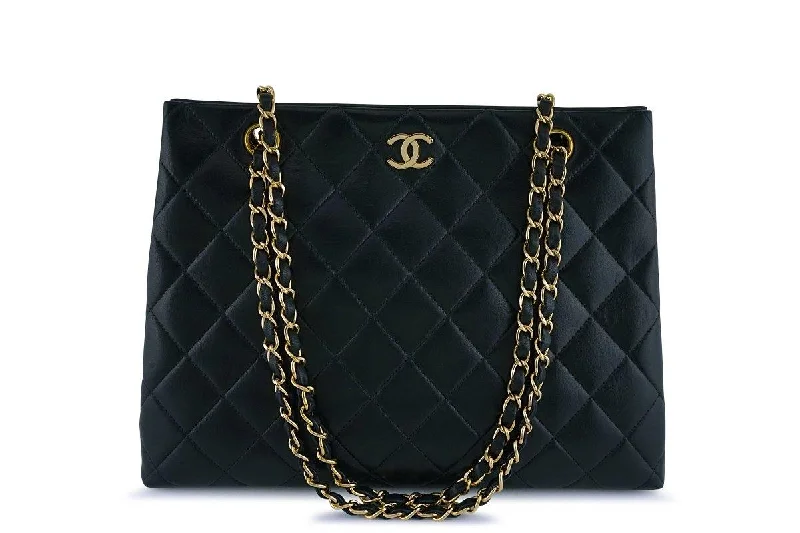 Chanel Black Classic Quilted Shopper Tote Bag GHW