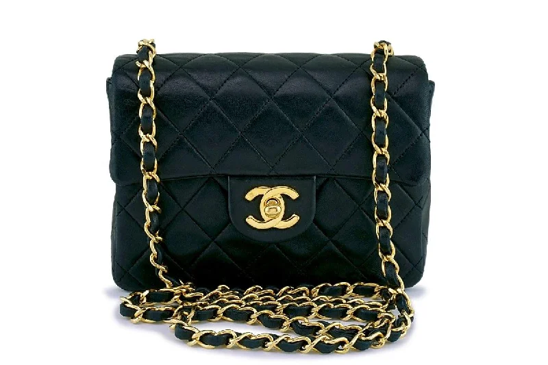 Chanel Black Classic Quilted Square Mini Flap Bag 24k GHW