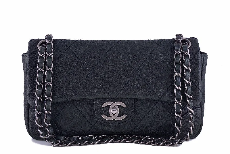 Chanel Black Distressed Caviar Outdoor Ligne Classic Flap Bag