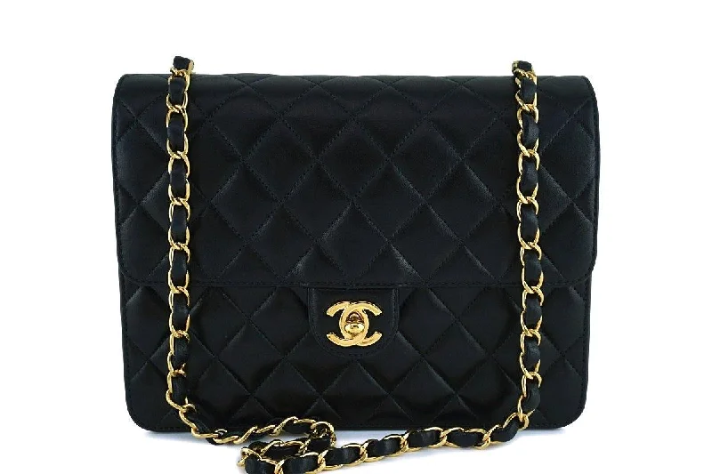 Chanel Black Lambskin Classic Vintage Timeless Flap Bag GHW