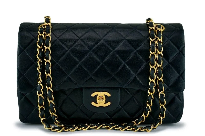 Chanel Black Lambskin Medium Classic 2.55 Double Flap Bag 24k GHW