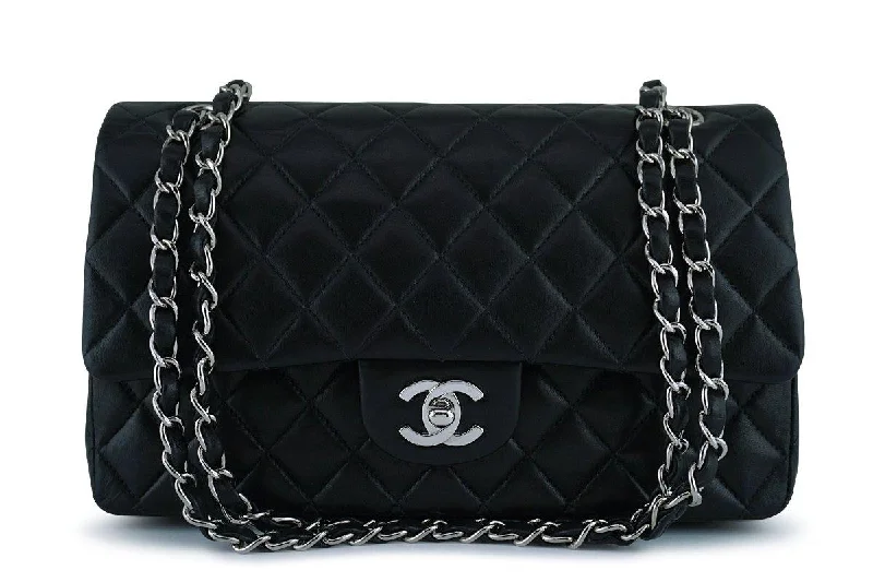 Chanel Black Lambskin Medium Classic 2.55 Double Flap Bag SHW