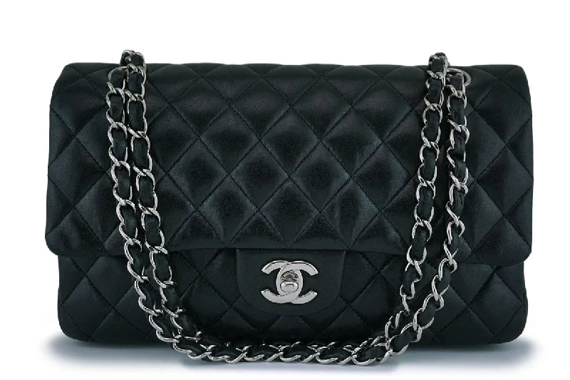 Chanel Black Lambskin Medium Classic 2.55 Double Flap Bag SHW