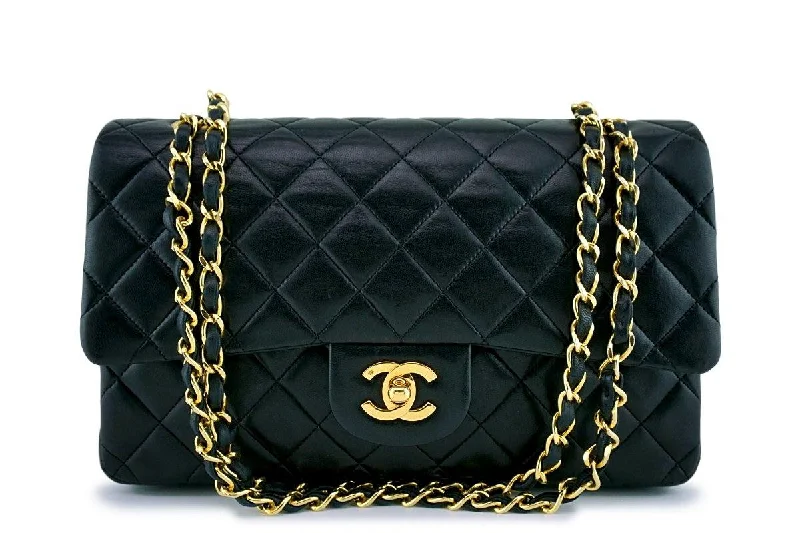 Chanel Black Lambskin Medium  Classic Double Flap Bag 24k GHW