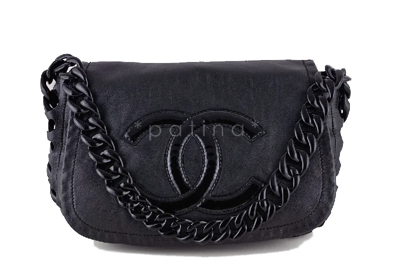 Chanel Black Luxury Modern Chain Resin Jumbo Flap Bag