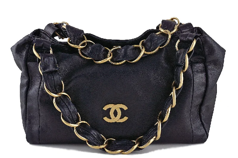 Chanel Black "Olsen" CC Ultra Soft Hobo Shoulder Tote Bag