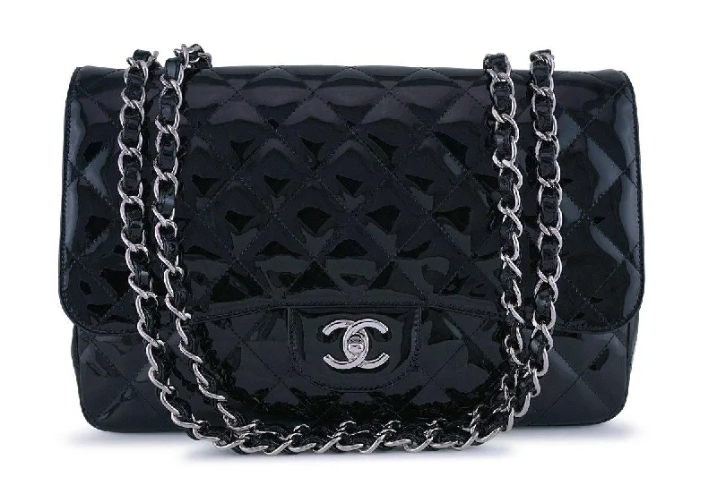 Chanel Black Patent Jumbo 2.55 Classic Flap Bag SHW