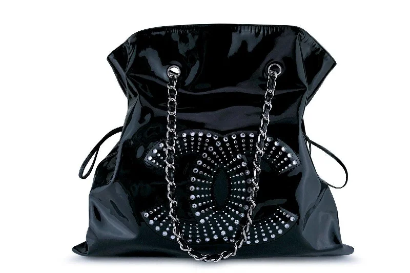 Chanel Black Patent Strass Crystals Bon Bons Tote Bag