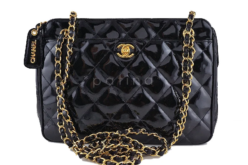 Chanel Black Quilted Classic Large Camera Case CC Clasp Pocket  Bag