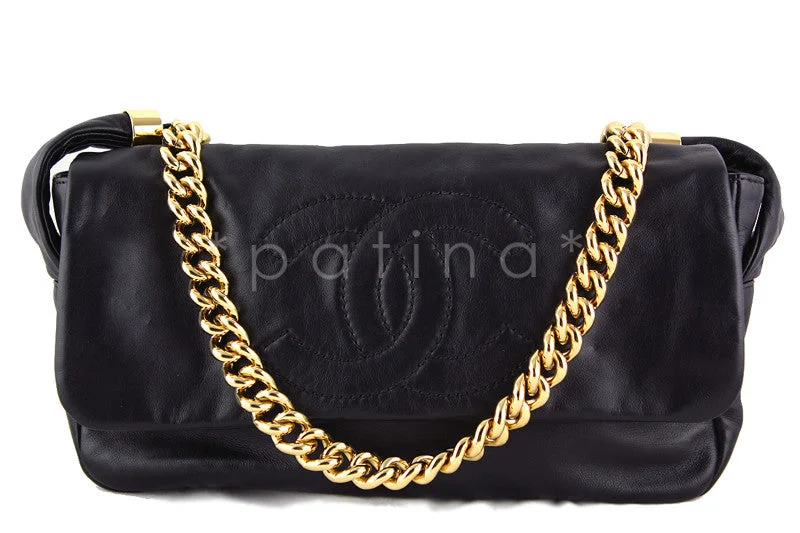 Chanel Black Rodeo Drive Jumbo Chunky Chain Logo Flap Bag