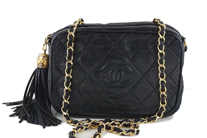 Chanel Black Small Lambskin Classic Quilted Camera Case Bag