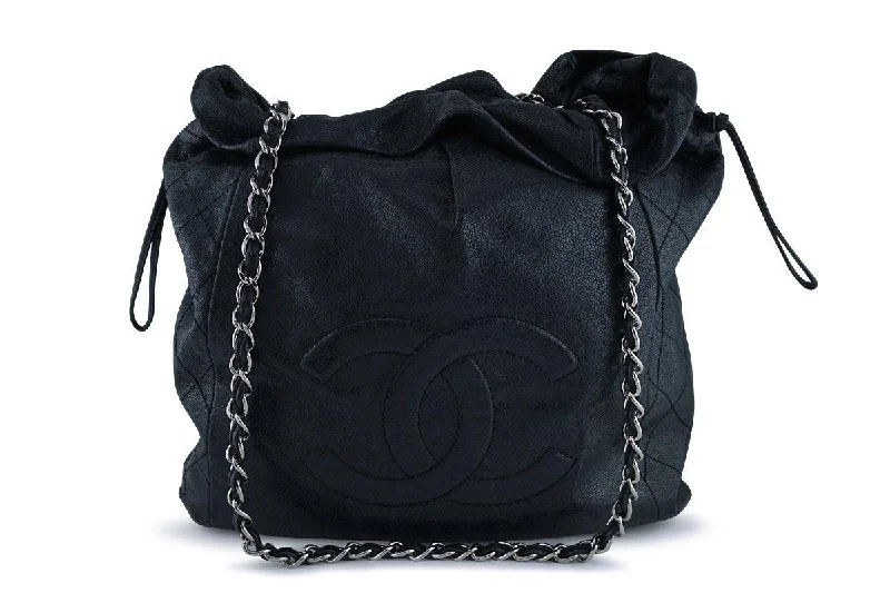 Chanel Black Soft Caviar Large Logo Tote Bag SHW