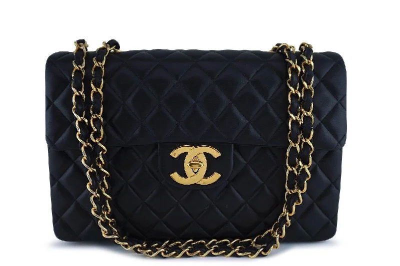 Chanel Black Vintage Maxi Jumbo XL Classic Lambskin Flap Bag