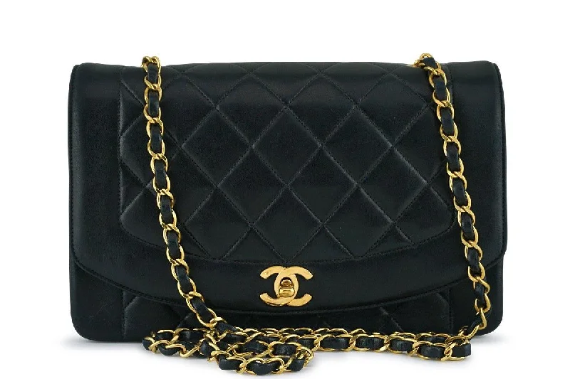 Chanel Black Vintage Quilted Classic "Diana" Shoulder Flap Bag 24k GHW