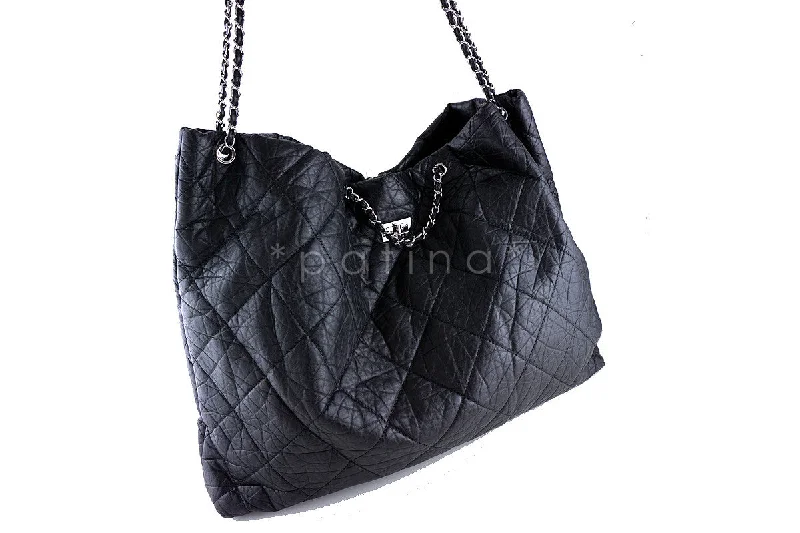 Chanel Black XXL Reissue Giant Surpique Tote Bag