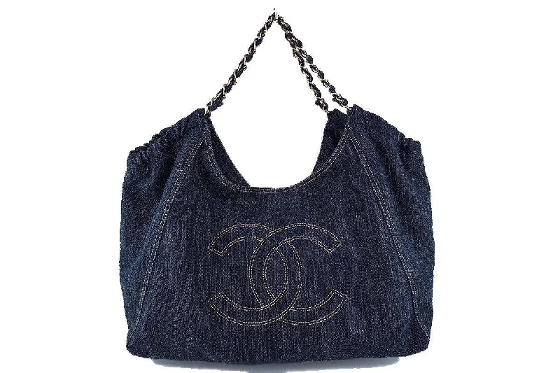 Chanel Blue Dark Denim XL Giant Coco Cabas Tote Bag