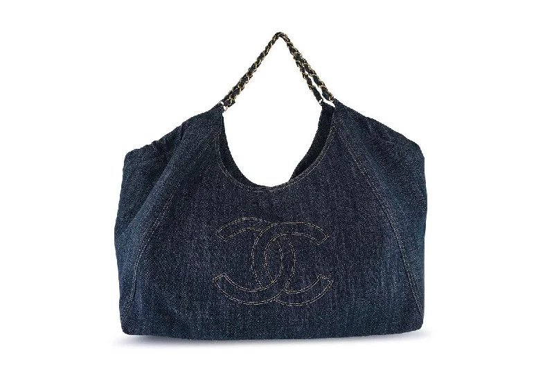 Chanel Blue Dark Denim XXL Giant Coco Cabas Tote Bag