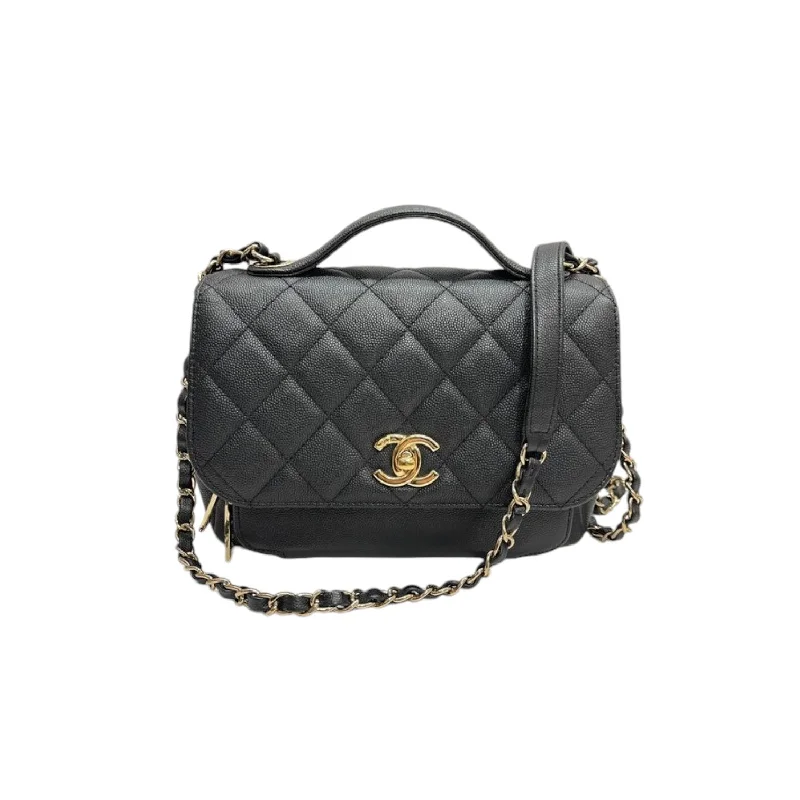 Business Affinity Flap Caviar Quilted Black GHW