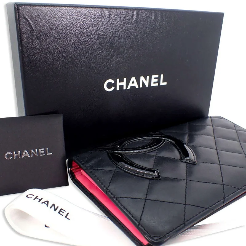 Pre-Loved CHANEL Cambon Line Black Pink Wallet