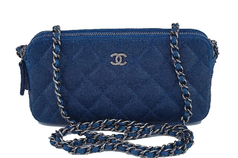 Chanel Caviar Blue Mini Camera Case Wallet on Chain WOC Bag