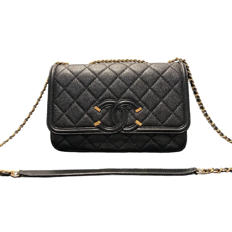 CC Filigree Flap Small Caviar Quilted Black GHW