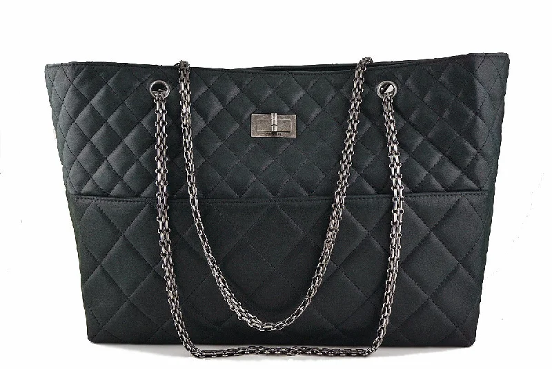 Chanel Charcoal Black Classic Large Reissue Shopper Tote Bag