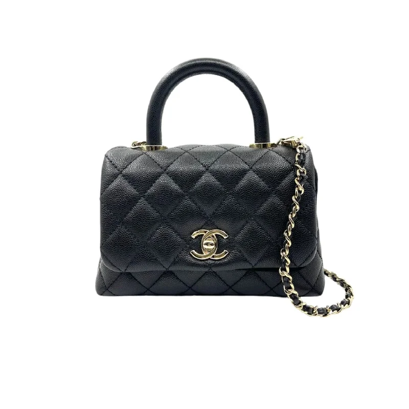 Coco Handle Flap Extra Mini Caviar Quilted Black GHW