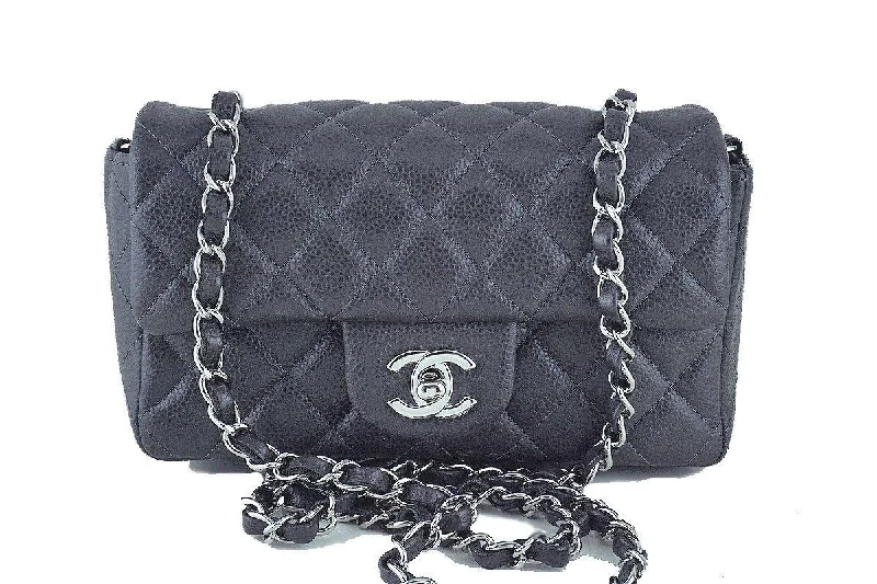 Chanel Dark Gray Classic Quilted Rectangular Mini 2.55 Flap Bag