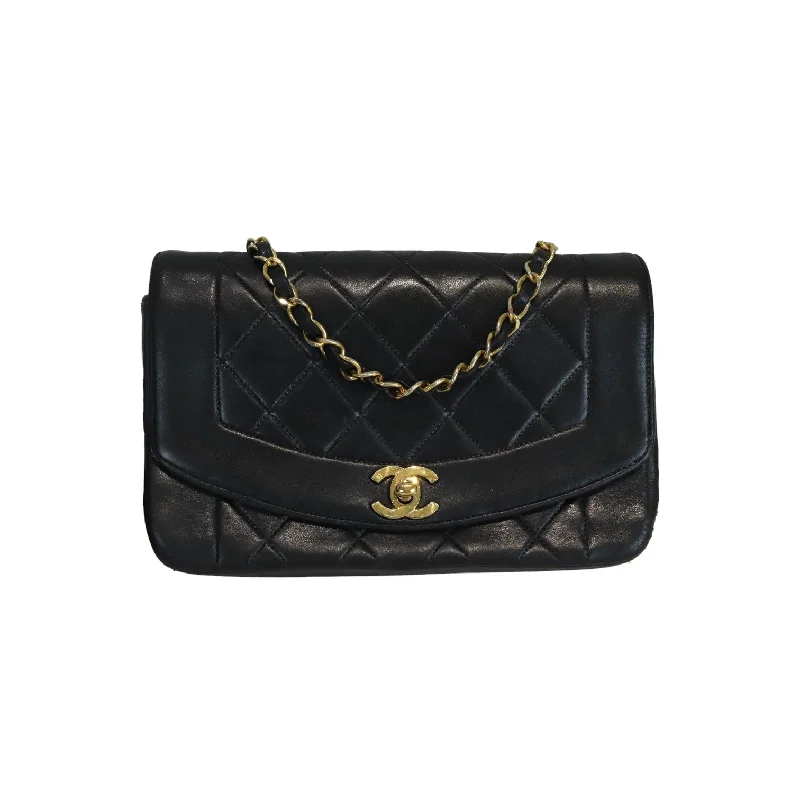 Diana Small Single Flap Lambskin Black GHW