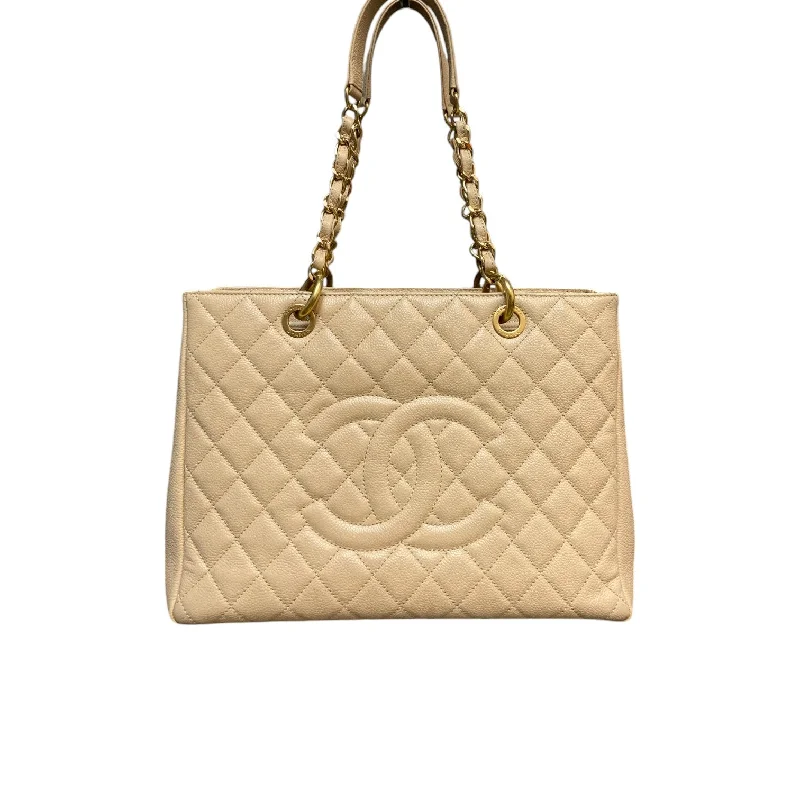 Grand Shopping Tote GST Caviar Quilted Beige GHW