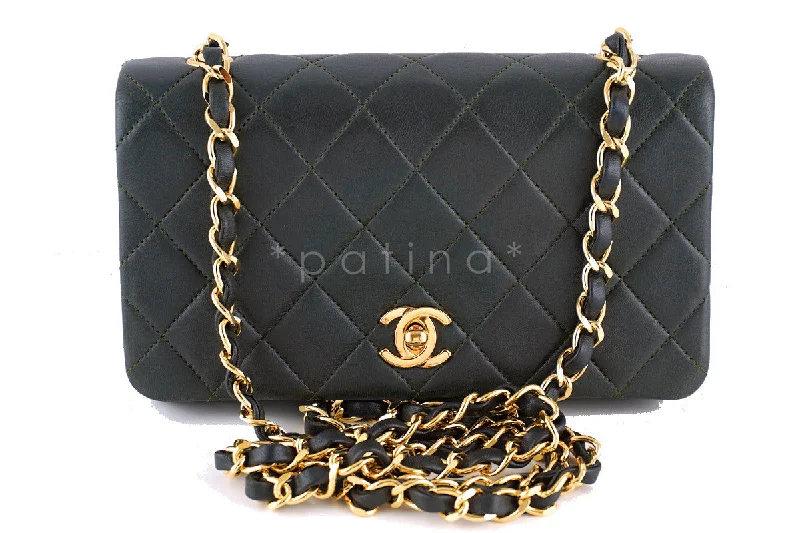 Chanel Gray Olive Small Classic Quilted Flap Bag