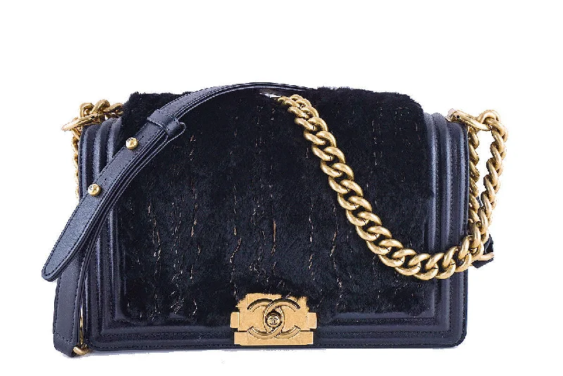 Chanel Luxe Fur Medium Le Boy Classic Flap Bag