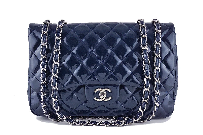 Chanel Navy Patent Jumbo 2.55 Classic Flap Bag