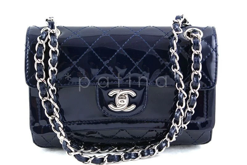 Chanel Navy Patent Lambskin Classic Extended Double Flap Bag