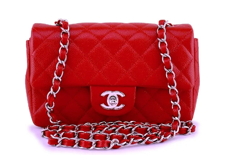 Chanel Red Caviar Classic Quilted Rectangular Mini 2.55 Flap Bag