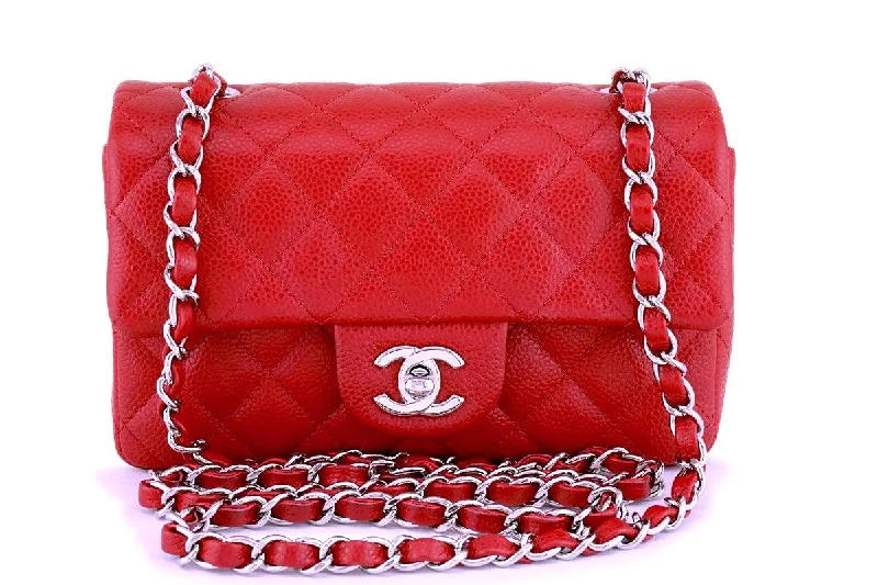 Chanel Red Caviar Classic Quilted Rectangular Mini Flap Bag SHW