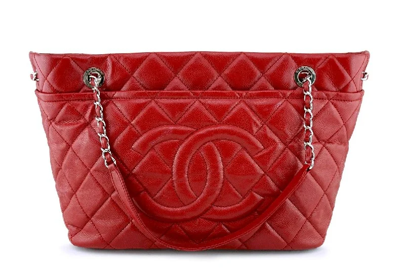 Chanel Red Caviar Quilted Timeless Tote GST Grand Shopping Bag