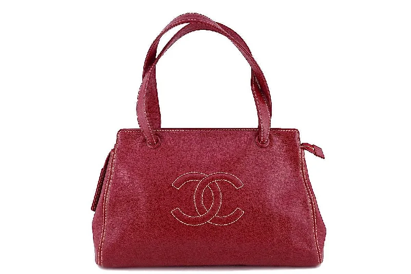 Chanel Red Caviar Shopper Logo Tote Bag