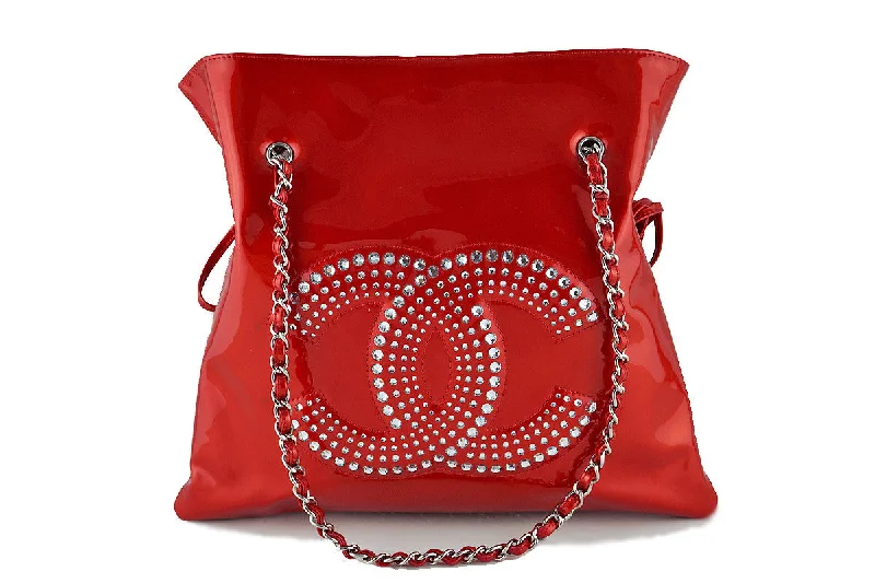 Chanel Red Patent Strass Crystals Bon Bons Shopper Tote Bag