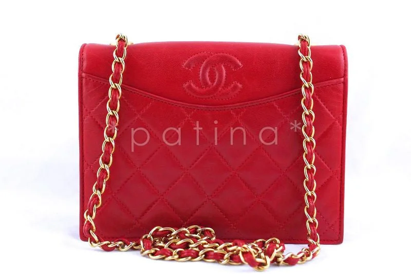 Chanel Red Quilted Vintage Timeless Classic Flap Bag